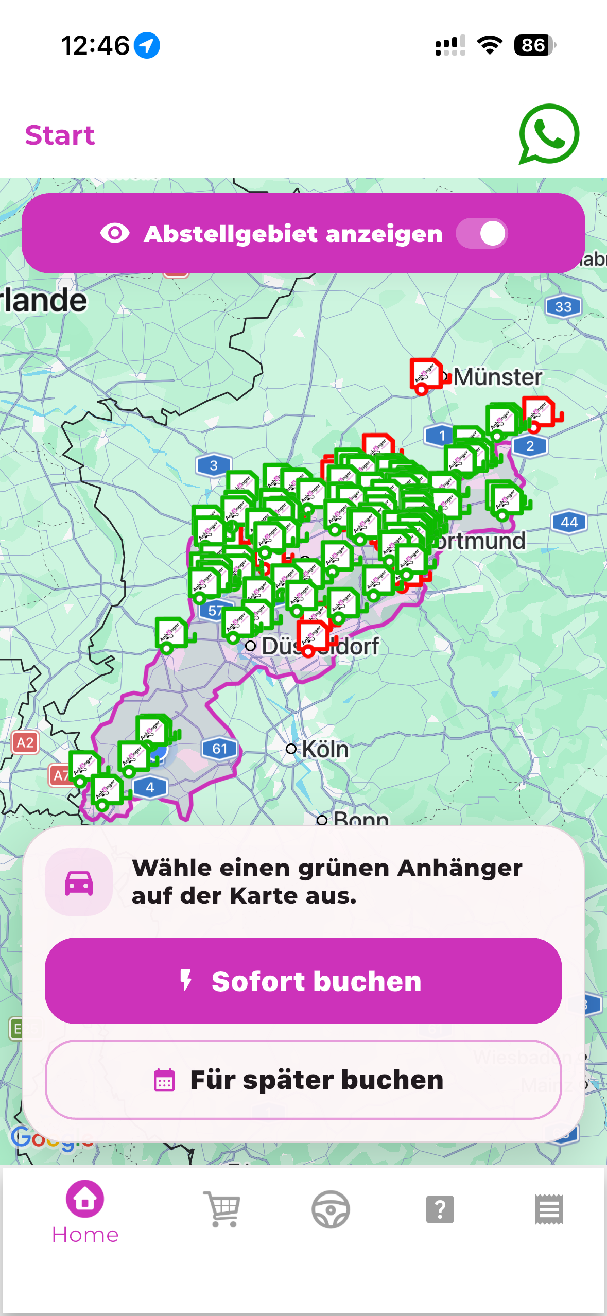 Anhänger in der App finden